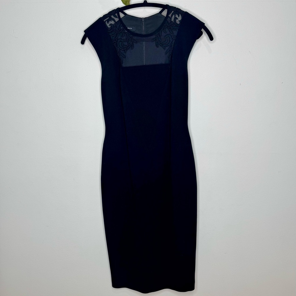 Judith & Charles Mesh Panel Sheath Dress